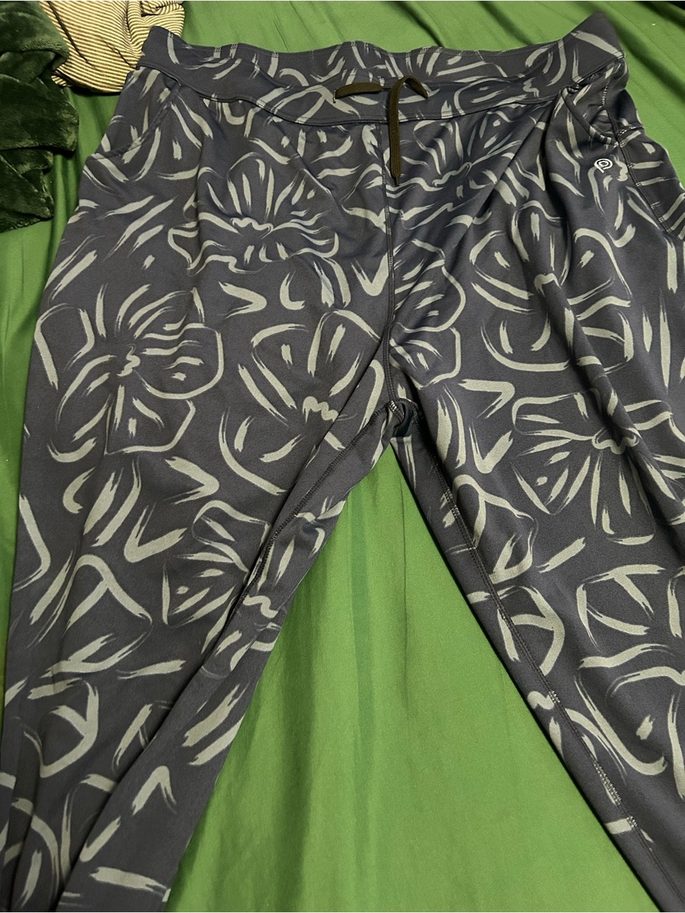 Women’s Plus Floral Print Active Pants - Gray/blue
